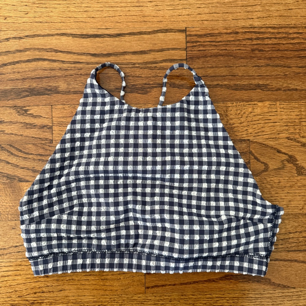 J. Crew Navy Blue Gingham Halter Style Sports Bra